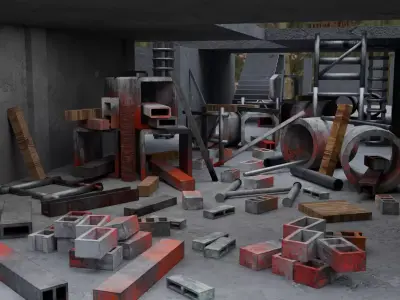 Abandoned Building Site - Environment 003 Low-poly 3D model