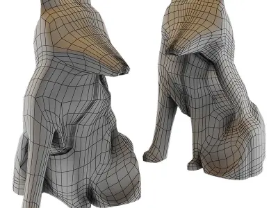 FOX ORIGAMI White Fox Stauette H26 Low-poly 3D model