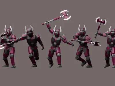 Cartoon characters robots  Low-poly 3D model