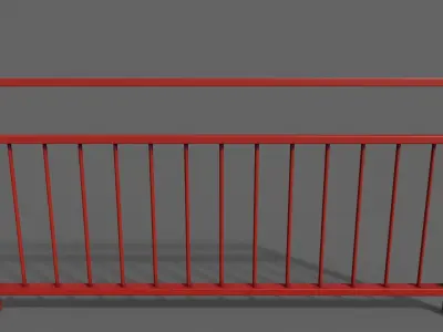 PBR Pedestrian Guard Rail Red V3 Low-poly 3D model