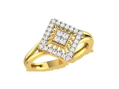 Light Weight Yellow Gold Diamond Ring  -EZ R-163 3D print model