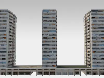 Communist Residential Towers Low-poly 3D model