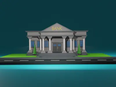 Low Poly Bank building Low-poly 3D model purchase