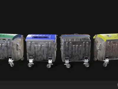 Container Set Low-poly 3D model