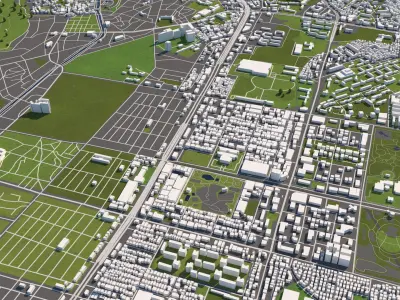 Suwon South Korea 50x50km 3D City Map 3D model