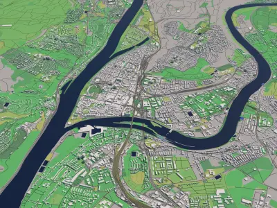 Koblenz Germany 30x30km 3D City Map 3D model
