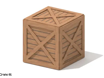 5 Voxel Wooden Crates 3D model
