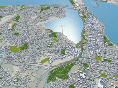 Tauranga New Zealand 40km Low-poly 3D model