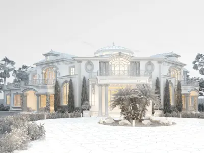 Residential Classic Villa House Exterior Scene 3D model 3D model