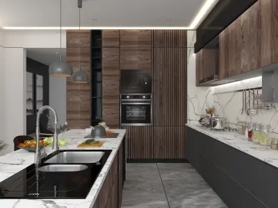 Professional kitchen design 3D model