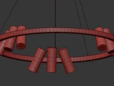 SPOOR chandelier with six lights hanging from it 3D model