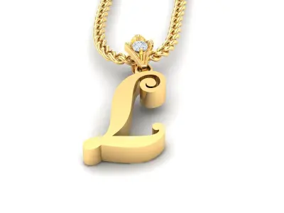 Alphabet V3 Light Gold  Font Pendant L 3D print model