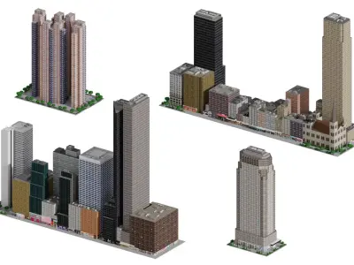 City Downtown Skyscraper Low-poly 3D model