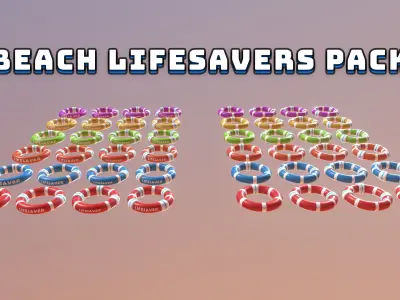 Beach Lifesavers Pack Low-poly 3D model