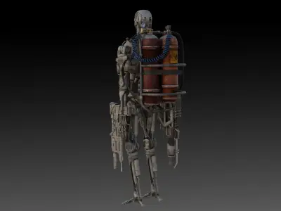 T-800 Terminator 3D Model High-Quality Rigged Low-poly 3D model