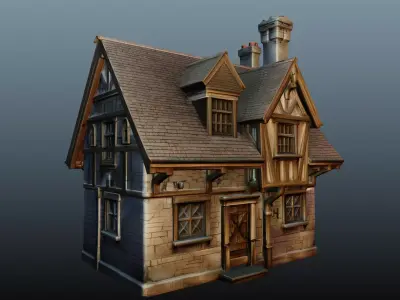 Mediaval fantasy stone house 3D model