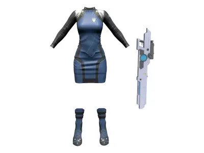 Sci-FI Uniform Outfit Low-poly 3D model