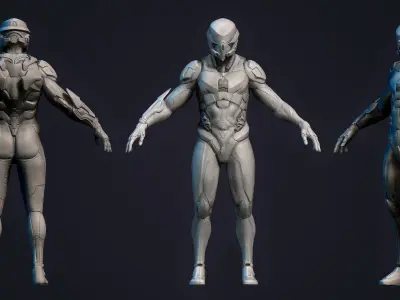 Robot soldier High-poly model 3D model