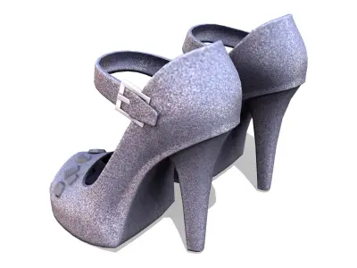 Open Toe Stiletto High Heel Shoes With Gem Stones Low-poly 3D model