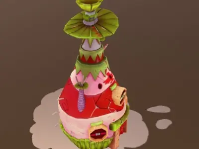 Asset in Game House Low-poly 3D model