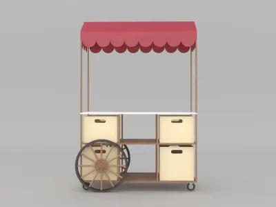 market and food cart 3D model