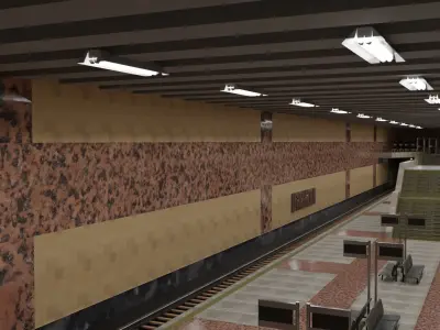 Underground train station Pozniaky Metropolitan Kyiv Ukraine 3D model