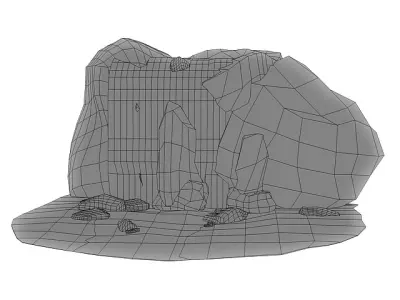 Mossy Waterfall Low-poly 3D model