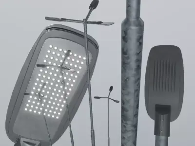 Street Light 2 Galvanized F3 M1 K0 5000 mm Low-poly 3D model