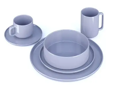 Blue Tableware Set 3D model