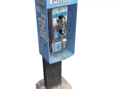 Pay Phone Worn Outdoor Street Prop Low Poly Textured Game Asset Low-poly 3D model