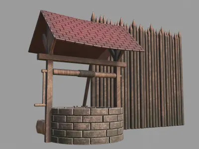 Medieval exterior assets Low-poly 3D model