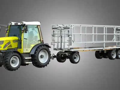 Rigitrac SKE 50 Tractor with Fliegl DPW 210 Trailer 3D Model Pack