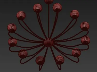 PAPILLON chandelier in brass with glass balls 3D model