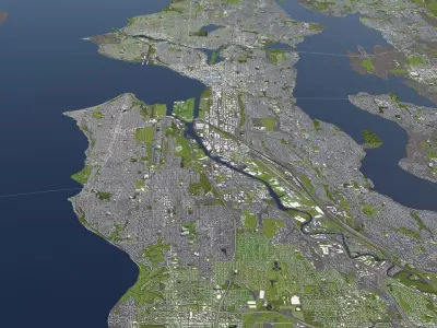 Seattle 50x50km 3D City Map 3D model