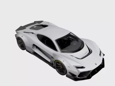 Widebody Super Car Aggressive Modified High Performance Car Free 3D model