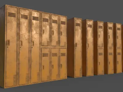 PBR School Gym Locker 06 - Yellow Low-poly 3D model