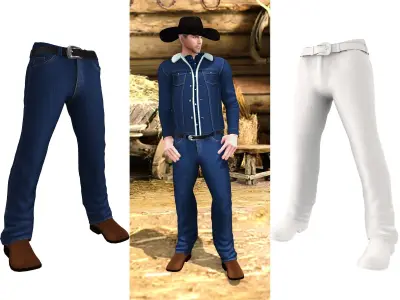 Cowboy Jeans With Shoes Low-poly 3D model