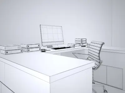 Office Desk - Interior Office Furniture 09 3D model