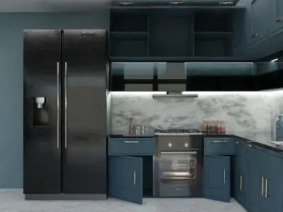 kitchen dining room in blue Free 3D model