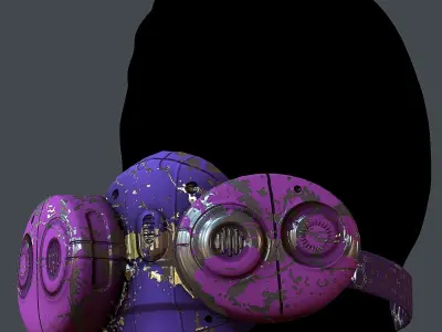 Gas mask helmet 3d model scifi Low-poly  Low-poly 3D model