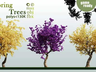 30 Spring Trees VOL 02 Low-poly 3D model