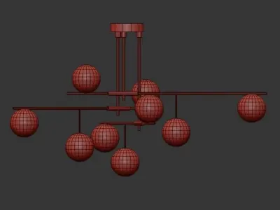 AX349 chandelier with brass and glass balls 3D model