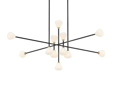 Apollo modern chandelier with five glass balls hanging from m... 3D model