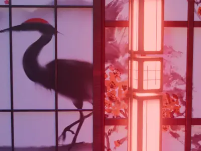 Tall Japanese Andon Floor Lamp Free low-poly 3D model