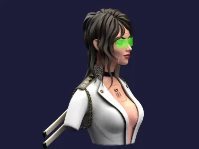 Cyber Girl Low-poly 3D model