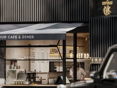 coffee shop  interior    3D model
