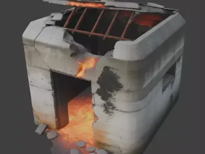 Destroyed Military Bunker with Lava Cracks 3D Model V01 Low-poly 3D model
