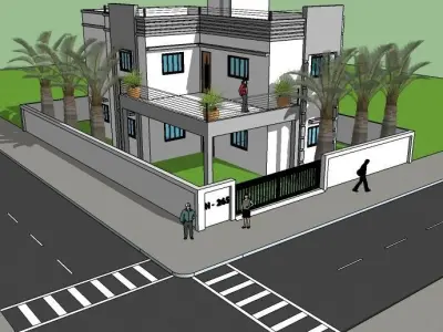 3DHOME house on corner of street 3D model