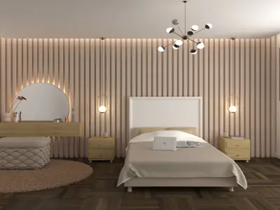 Modern Bedroom Interior Design Scene Free low-poly 3D model