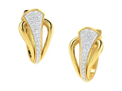 Light Weight Yellow Gold Diamond Earring EZ BI-32 3D print model